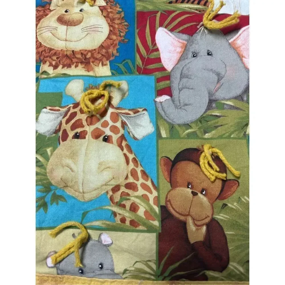 Rare Vintage Zoo Animal Baby Cotton Blanket 52”x 43”